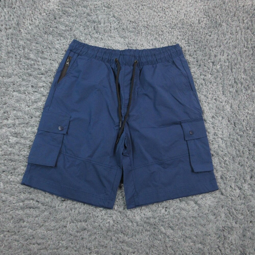 Jump Start Shorts Mens Large Navy Cargo Drawstring Elastic Waist 32x10* NWT